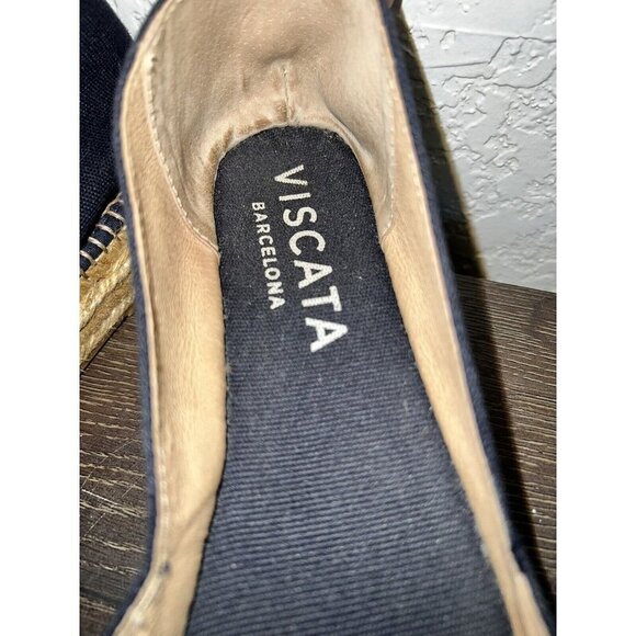 VISCATA BARCELONA Women's Espadrille Shoes Size 41 Canvas Slip On Navy Blue - Picture 5 of 9